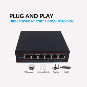 E1光コンバーターPOEスイッチ10/100Mbps 4ポートPoE、2アップリンクスイッチ48V IEEE802.3 af/at Power Over Ethernet for cctv - Product Image 4