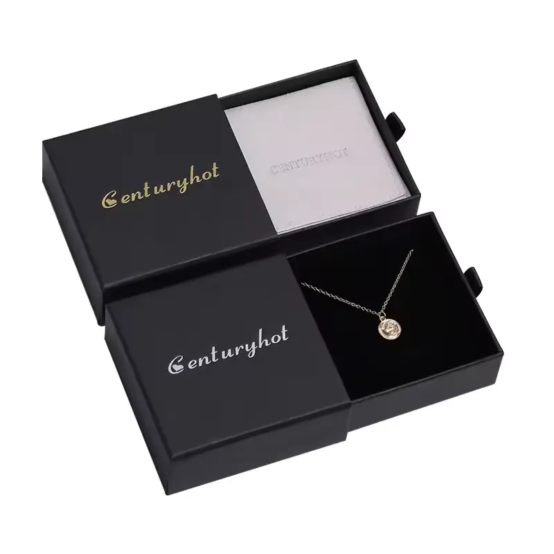 Caixa de joias com gaveta deslizante com logotipo personalizado, pulseira, brinco, pulseira, joia, caixa de papel para homens, preto, pequeno e quadrado, embalagem personalizada