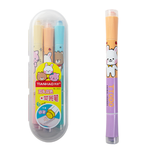 Custom Cute Kawaii Double Head Different Color 12 Color Marker <strong>Highlighter</strong> Pen Set with <strong>Chisel</strong> &amp; Stamp <strong>Tip</strong> School Students Kids - Product Image 1