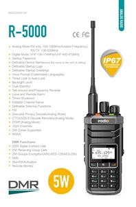 Iradio R-5000 Two-way Walkie Talkie <strong>DMR</strong> Digital Portable Radio AES256 1024 channels Convenient - Product Image 3