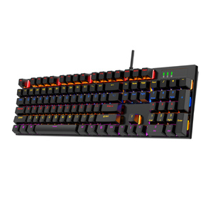 Diseño en inglés Teclado mecánico ergonómico de eje azul de 104 teclas Teclado con cable retroiluminado de colores mezclados USB negro con teclas multimedia - Product Image 1
