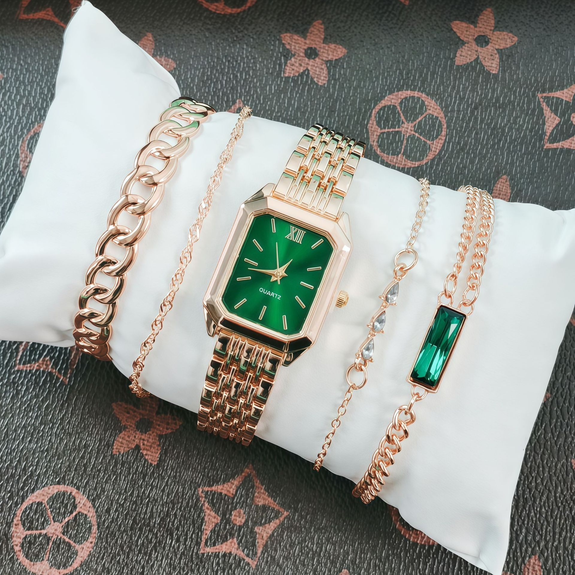 8 gold green, 5pcs set, no box