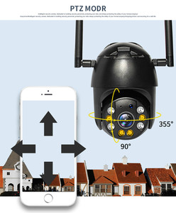 Sistema de cámara de seguridad CCTV para exteriores, sistema de cámara de seguridad IP inalámbrica con detección de movimiento de 3MP, H.265, PTZ, 4 canales, Audio bidireccional, 12V, H.265 - Product Image 6