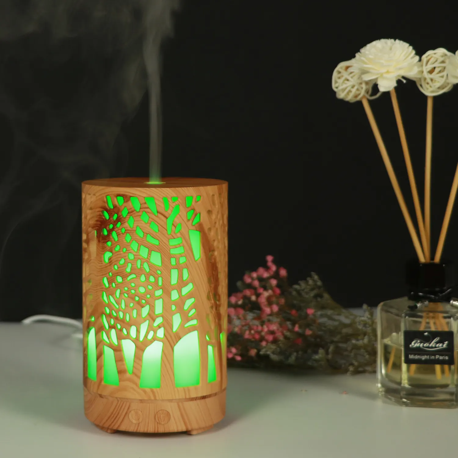 Factory Wholesale Ultrasonic Aroma Essential Oil Diffuser Household Bedroom Air Humidifier With 7 Color LED Night Light