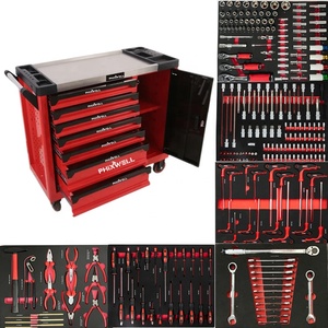 热重型储物工具箱柜车车间车库工具推车柜车柜箱套装带工具包的托盘箱 - Product Image 1