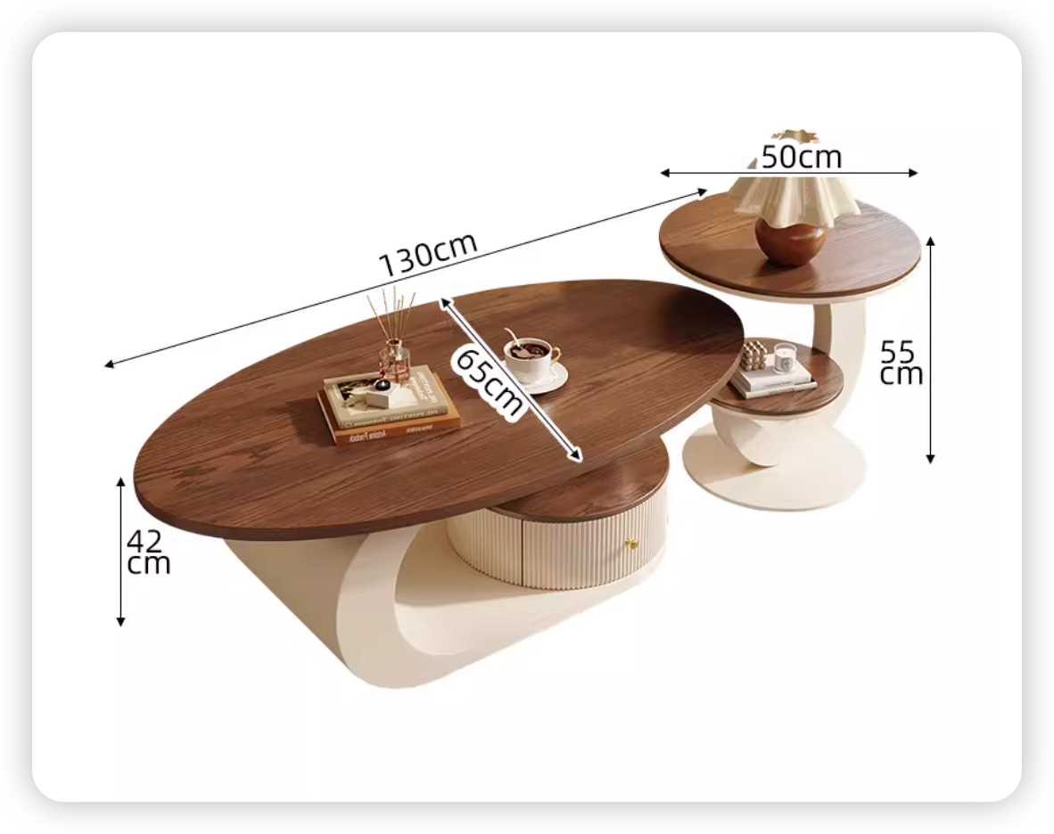 cadre blanc 130 noyer + table d'appoint