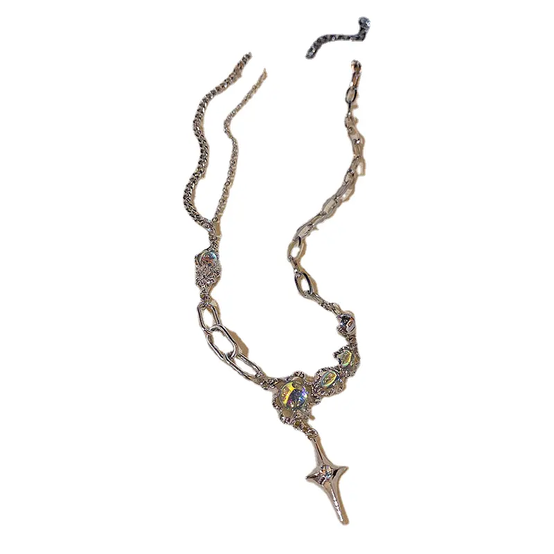 Colar de joias de casal simples novo estilo personalizado, pedra da lua de clavícula de aço de titânio com nome de estrela para mulheres