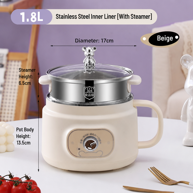 Beige/1.8L Pot with Steamer(304 stainless steel inner)