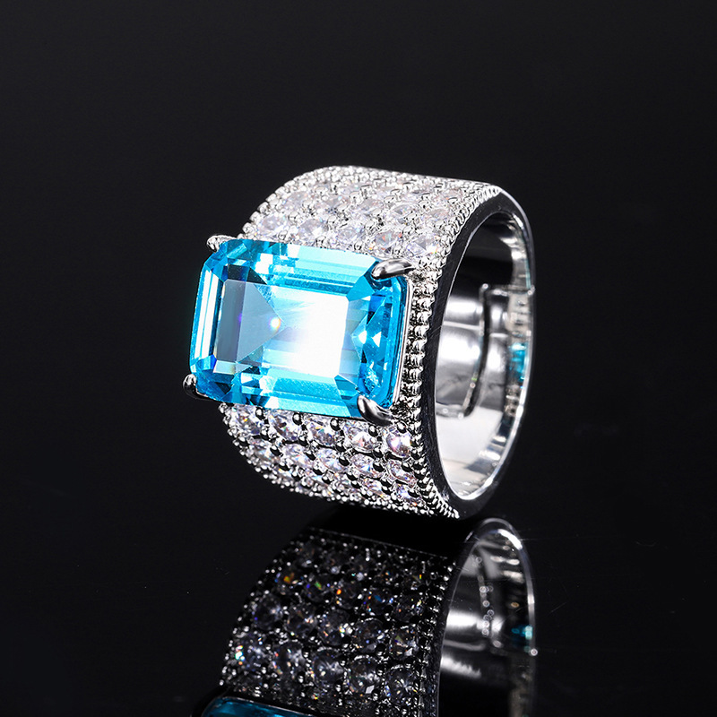Bague aigue-marine taille ouverte