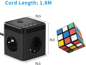 带USB/立方体电源条的电源条3路插座3 USB 5V 3.1A带USB短路保护的多插座 - Product Image 5