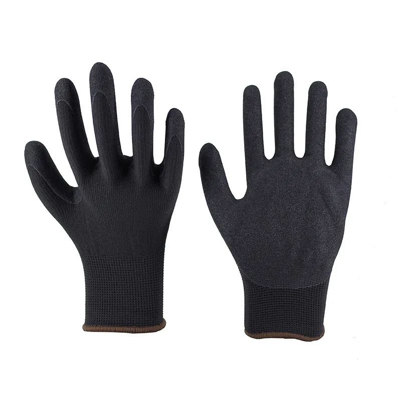 13G sarung tangan keselamatan industri kerja berlapis pasir lateks hitam poliester hitam