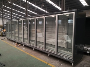 מרכול אנכי מרכול אנכי עם דלת זכוכית לתצוגה במקפיא מסחרי זקוף מסחרי