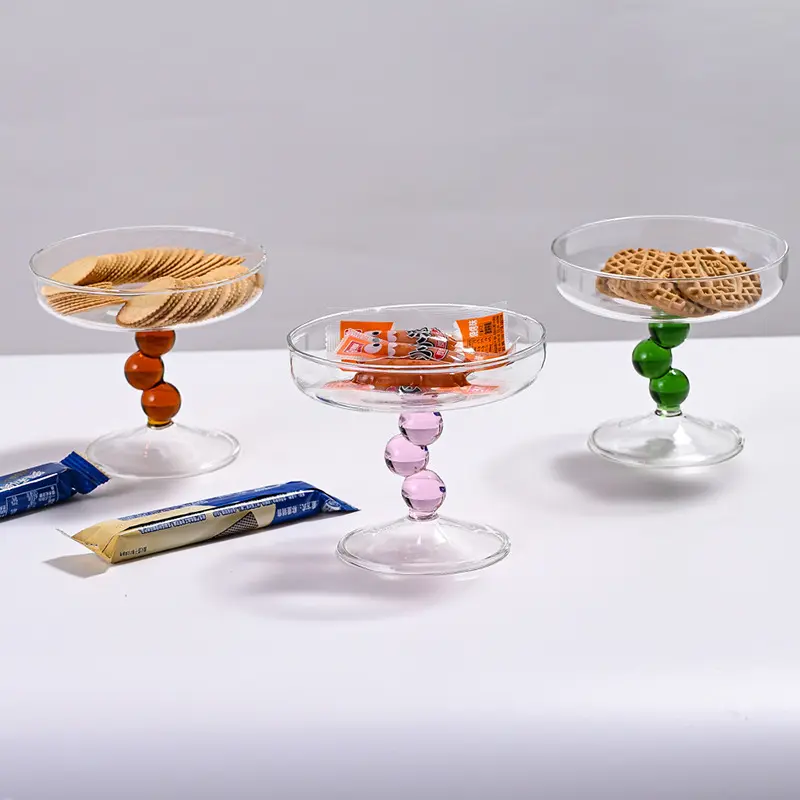 Temizle el üflemeli dekoratif cam tabaklar yemek takımı cam gıda kek tabağı özelleştirilebilir