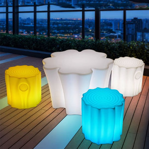 Modern Design Outdoor Furniture Led 16 Colors Lighting Tree Stump Stool <strong>Funky</strong> Seating Backless <strong>Patio</strong> Gardens Leisure Park Bench - Product Image 5