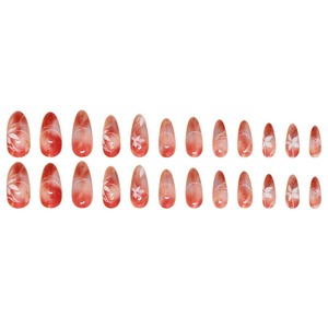 24 Pcs/set Autumnal Red Maple Leaf Line Gradient Nail <strong>Tips</strong> Press on Nails Wholesale W1645 - Product Image 5