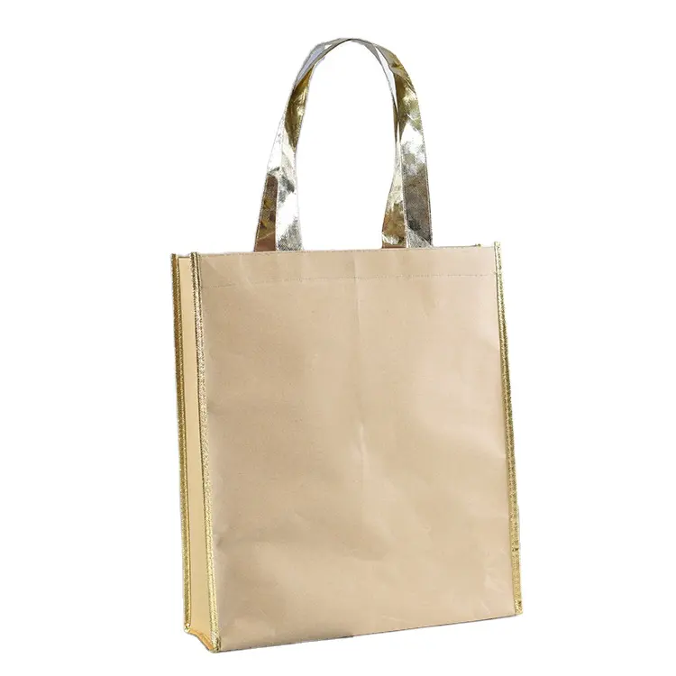 حقيبة تسوق قابلة لإعادة الاستخدام بشعار مطبوع مخصص حقيبة حمل ليزر معدنية غير ، غير