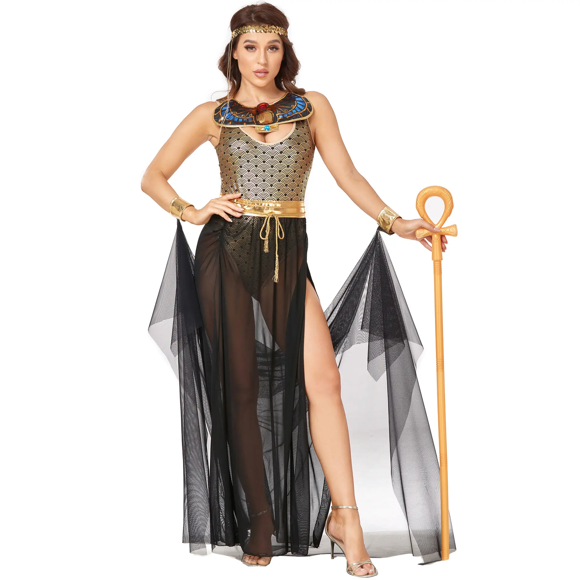 BAIGE 2024 Cosplay de Halloween para mujer, disfraz de uniforme de Dios de la antigua Grecia Egipto para mujer