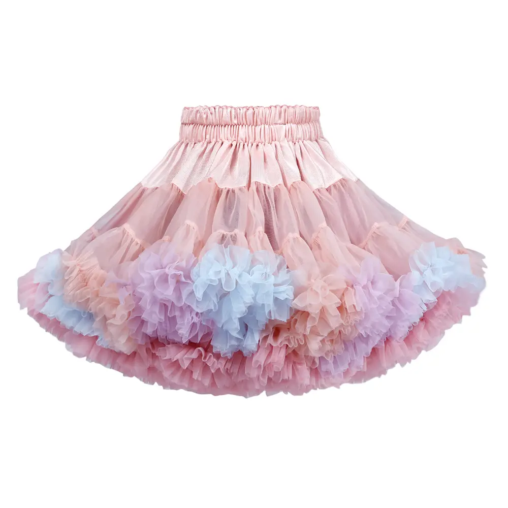 New Lovely Girls Multi-Color Bowknot TUTU Falda Venta al por mayor Falda de malla para niños Lolita Princess Skirt