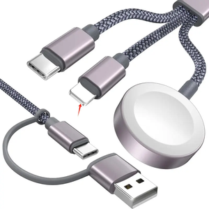 OEM High Quality Five-In-One Aluminum Alloy Magnetic Wireless Charging Cable Multi-Function for iOS for <strong>Apple</strong> Watch Mobile Nylon - Product Image 1