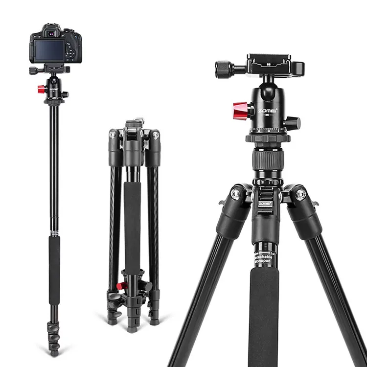 M6 profesyonel alüminyum alaşım Tripod standları DSLR kamera için 161CM esnek Tripod