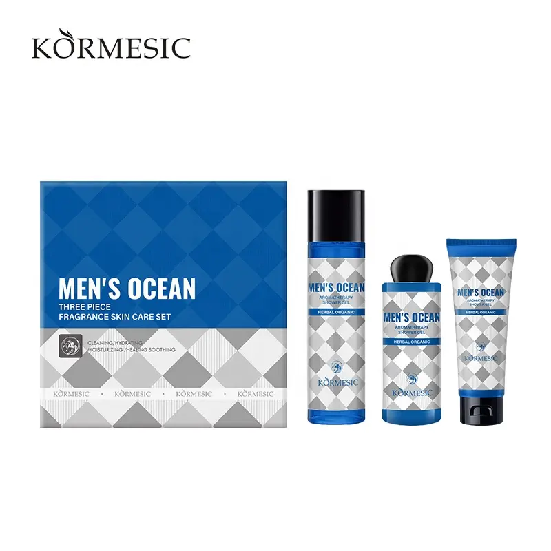 KORMESIC-Juego de fragancias para el cuidado de la piel para hombre, marca privada, Océano, tres piezas