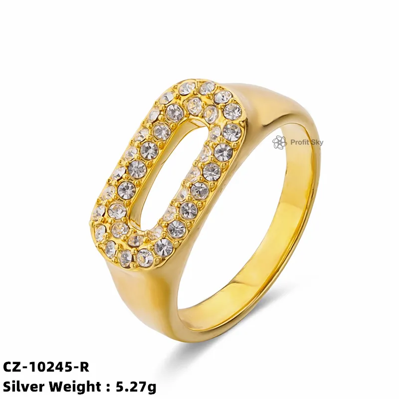 Fabrieksprijs Mode Stijl Populaire Sieraden Uitgehold 925 Sterling Zilver Kubisch Zirkoon Vergulde Ringen Voor Dames Cadeau