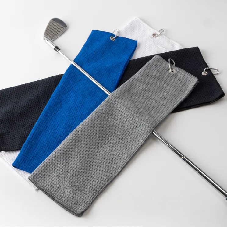 Benutzer definiertes Logo gedruckt Mikro faser Waffel Golfball Reinigung Waffel Web muster Magnet Golf Handtuch mit Clip