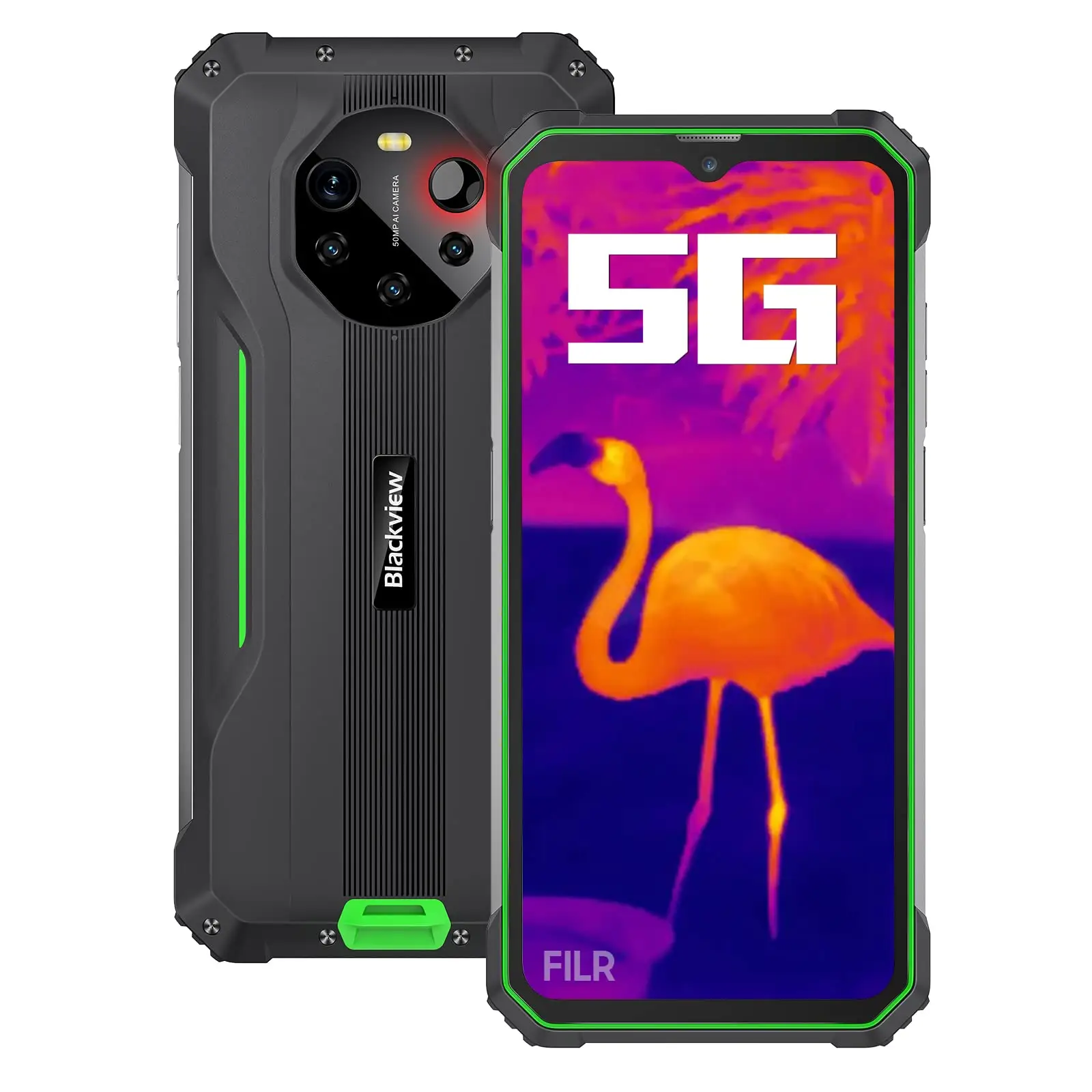 Blackview กล้อง Bl8800 Pro IP68และ IP69K ความละเอียด6.58นิ้วความละเอียดแบบ Unbreakable 8GB + 128GB กล้องจับความร้อน50MP NFC 5G สมาร์ทโฟน