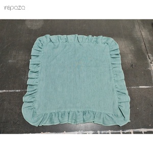 High quality new design French style table runner placemats white color personalized <strong>20x20</strong> inches 100% linen <strong>napkins</strong> with ruffle - Product Image 4