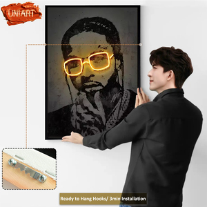 Tranh in vải LED 3D hiện đại, tùy chỉnh được của UNIART, tranh nghệ thuật treo tường tùy chỉnh cho phòng khách, tranh chân dung 3D dọc - Product Image 4