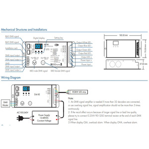 D4-XE 12-48VDC 4 canali RGBW DMX 512 RDM Decoder PWM frequenza XLR3 RJ45 RGB DMX512 Controller digitale per RGB/RGBW striscia di luce - Product Image 4