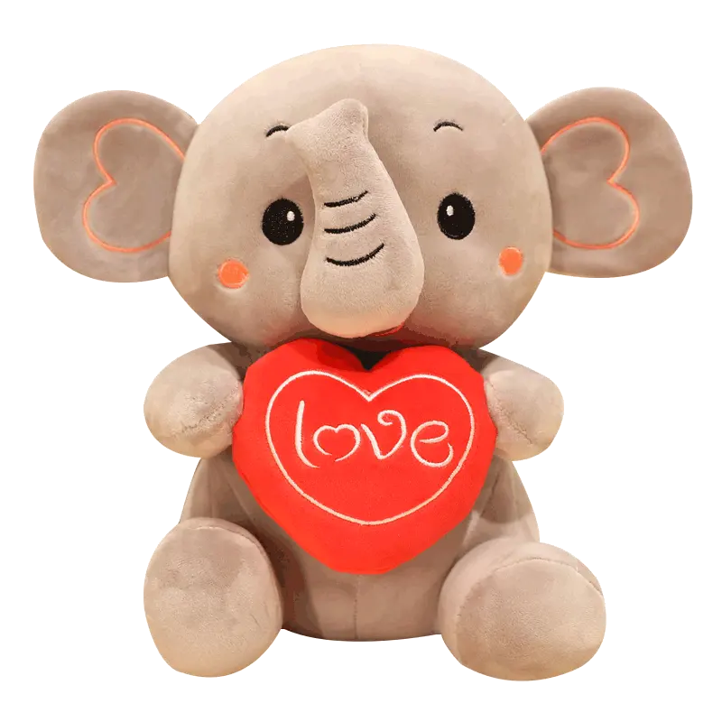 new sunrise Newest Custom Jungle Animal Toys Soft Stuffed I LOVE YOU heart pillow hugging Elephant Plush Toy with bowtie