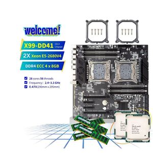 Pandl ชุดเมนบอร์ดสี่ช่องใหม่เซ็ตเมนบอร์ด Xeon E5 V4คอมโบ DDR4 ECC 4X8GB 2400MHz เมนบอร์ด X99 2680v4ซีพียูคู่ - Product Image 1