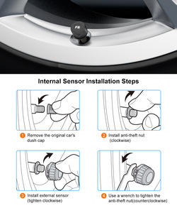 Sistema de control de presión de neumáticos TPMS para coche, carga Solar, pantalla LCD Digital HD, alarmas automáticas, sensores externos inalámbricos TPMS - Product Image 6