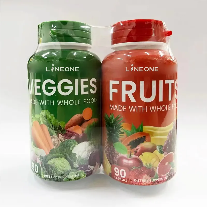 Cápsulas de frutas y verduras secas naturales de etiqueta privada Suplemento de alimentos integrales con superalimento para mujeres, hombres y niños