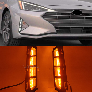 Hyundai Elantra 2019 2020 için araba Led DRL gündüz çalışan ışık dinamik dönüş sinyali sis lambası aksesuarları 12V - Product Image 6
