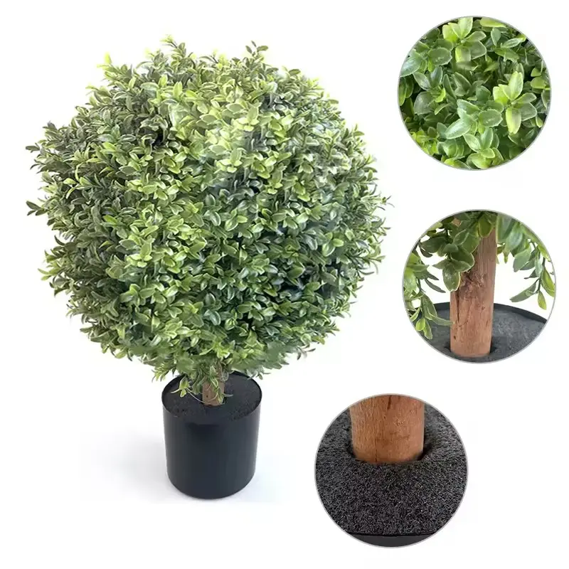 Decoración hierba bola bonsái árbol topiario al aire libre árbol artificial plantas en maceta boj árbol topiario para la venta