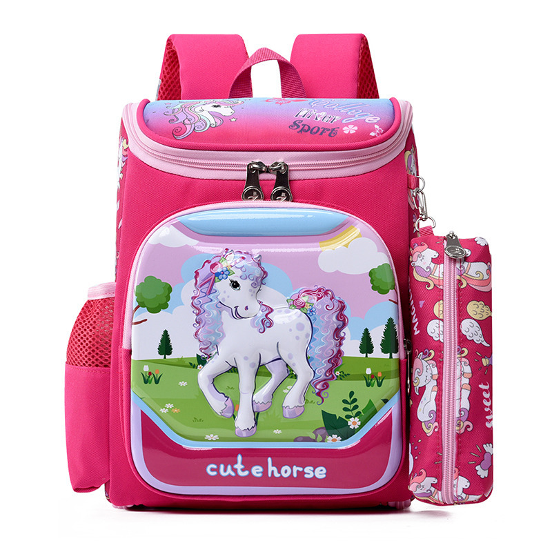 Poney rose rouge