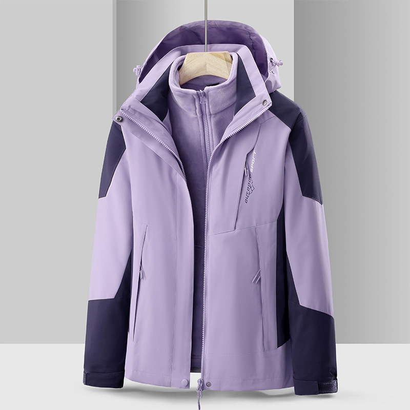 Giacca tre in uno viola chiaro da donna