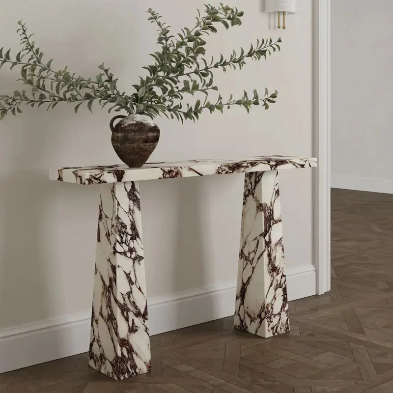 HZX Table console en marbre blanc de Cararra en pierre naturelle Table console de luxe Meubles de couloir Table console d'entrée moderne