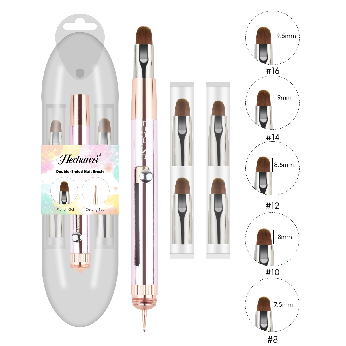 1pc Double-ended Brush+4 replaceable tips with packaging