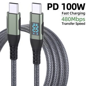 USB C จอแสดงผลดิจิตอลชาร์จเร็วสุด60W 100W สายชาร์จเร็วสำหรับโน้ตบุ๊คสำหรับ Apple Huawei NYLON Braid SHIELDING COM - Product Image 5
