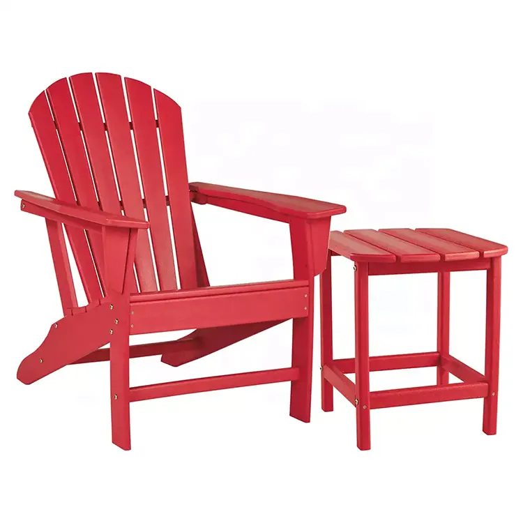 Садовая уличная мебель из полиэтилена повышенной плотности для любой погоды, пляжный стул Adirondack и стол для бистро, красный