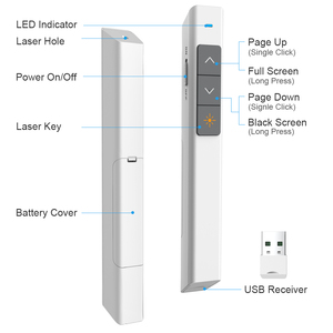 Ricevitore USB presentatore di Powerpoint Wireless PPT presentatore di puntatore Laser con telecomando - Product Image 2