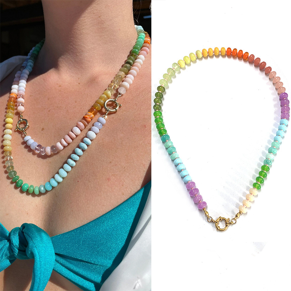 Emerald and vermilion 45cm necklace