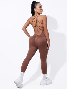 ชุดจั๊มสูทกีฬาเอวสูง ให้ความอบอุ่น ตัดเย็บสวยงาม เหมาะสำหรับออกกำลังกาย สีน้ำตาลเข้ม ชุดจั๊มสูทสำหรับวิ่งพักผ่อน - Product Image 5