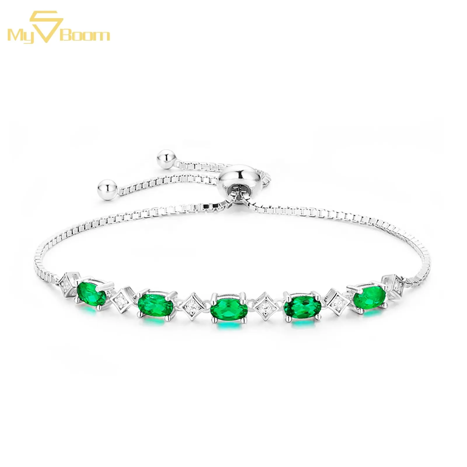 925 Sterling Silver Cross Cubic Moissanite Luxury Lady Jewelry donna Fashion Elegant Green Lad Stone bracciale