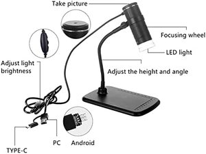 1000X microscopio USB 3 en 1 construido-en 8 luces LED ajustables Digital microscopio electrónico para móvil reparación - Product Image 6