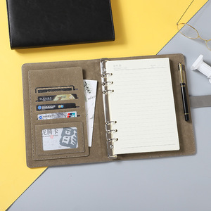 Luxury PU Cover Refillable Custom Ring Binder A5 Loose Leaf Leather Journal Diray <strong>Notebook</strong> <strong>With</strong> Pen <strong>Insert</strong> Position - Product Image 5