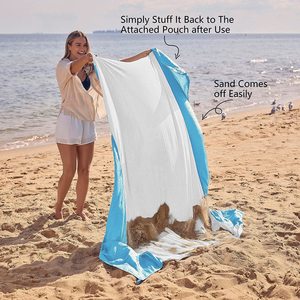 Hotsale Extra Large Lightweight &amp; Durable Acrylic <strong>Beach</strong> Blanket Sand-proof with 6 Stakes <strong>4</strong> Corner Pockets <strong>Beach</strong> <strong>Mat</strong> for Camping - Product Image 5